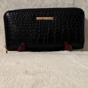 Adrienne Vittadini Black Croc-Embossed Clutch/Wallet